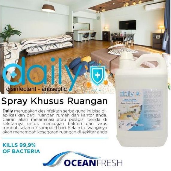 ready DAILY DESINFEKTAN ANTISEPTIC SPRAY 5 LITER KHUSUS UNTUK RUANGAN REFFIL
