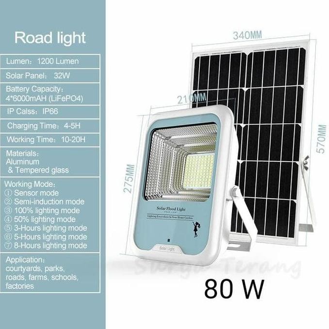 Lampu Sorot 80Watt Led Tenaga Surya Terbaru / Lampu Sorot Tenaga Surya