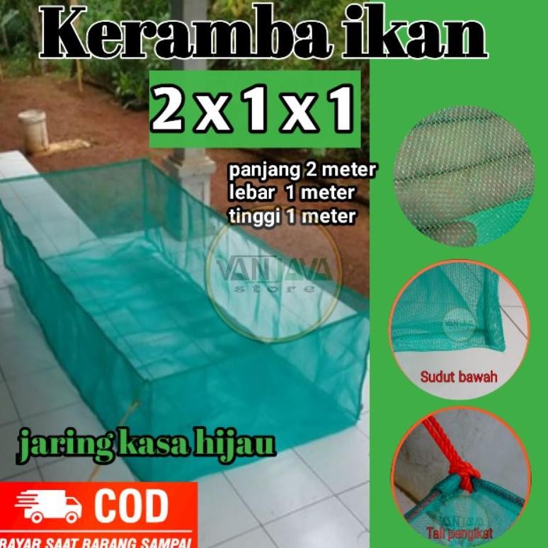 Jaring kerambah ikan nila 2x1x1 keramba siap pakai jaring sortir ikan Nugi