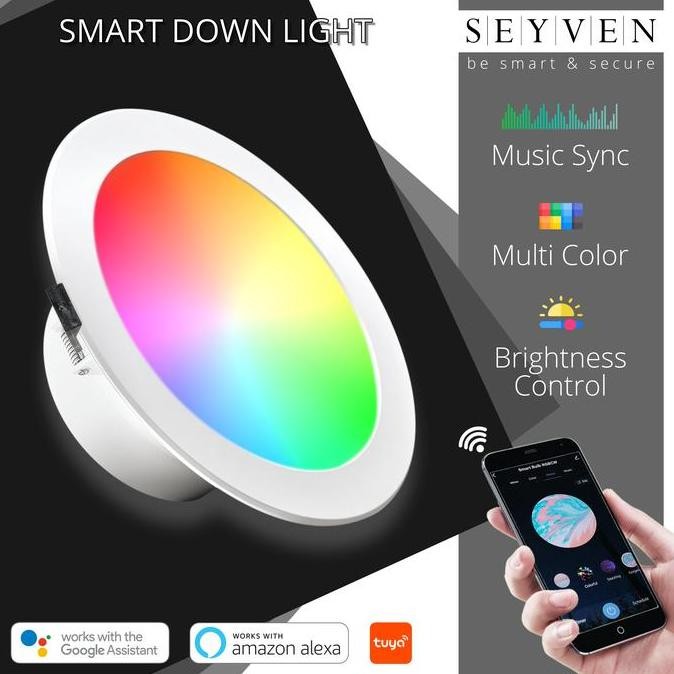 Seyven Smart Downlight Rgb+W 15 W Wifi Smart Downlight Dimming Remote Lampu