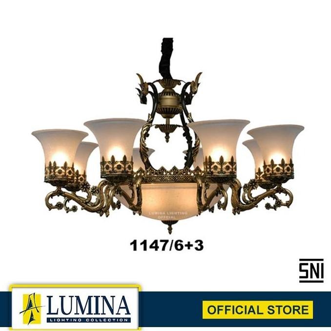 Lumina Lampu Hias Lampu Gantung Klasik Lampu Gantung Model Klasik - Type 1147 - 1147/6+3, E27