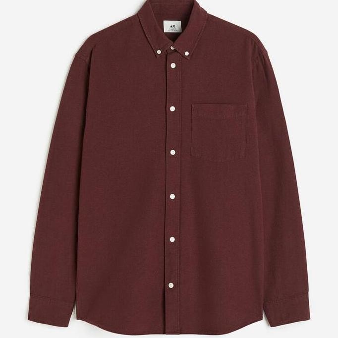 Grosir H&M Oxford  Regular Fit Shirt -  Burgundy