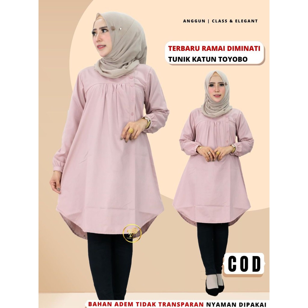 Baju Atasan Tunic Tunik Polos Wanita Dewasa Santri Putri Terbaru Bahan Katun Toyobo Warna Putih D8