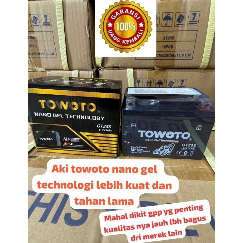 ''Terlaris" Aki Motor Towoto Asli/Ori Full Kering Gtzs Beat Fi Beat Pop Supra12 Supra12Fi Revo Absol