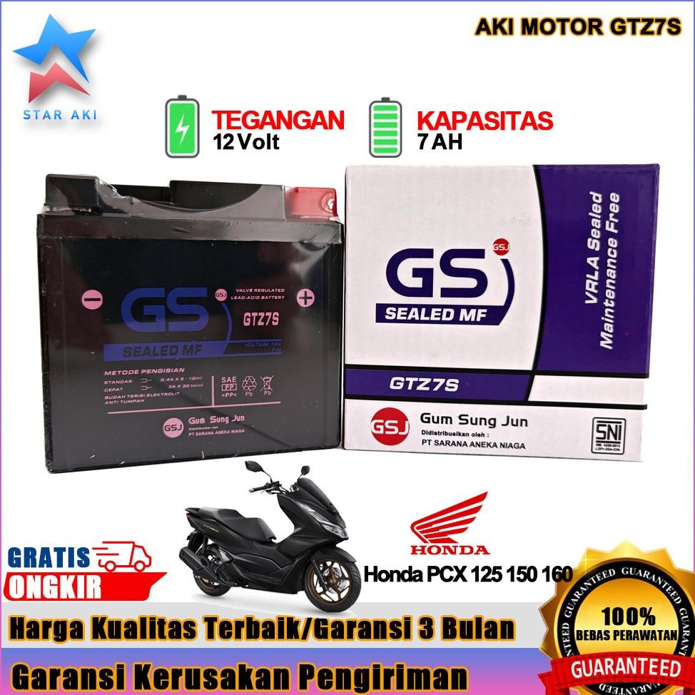 ''Terlaris" Aki Motor Honda Pcx 10 Pcx 12 Pcx 160 Aki Kering Accu Kering Mf Gtz7S Murah