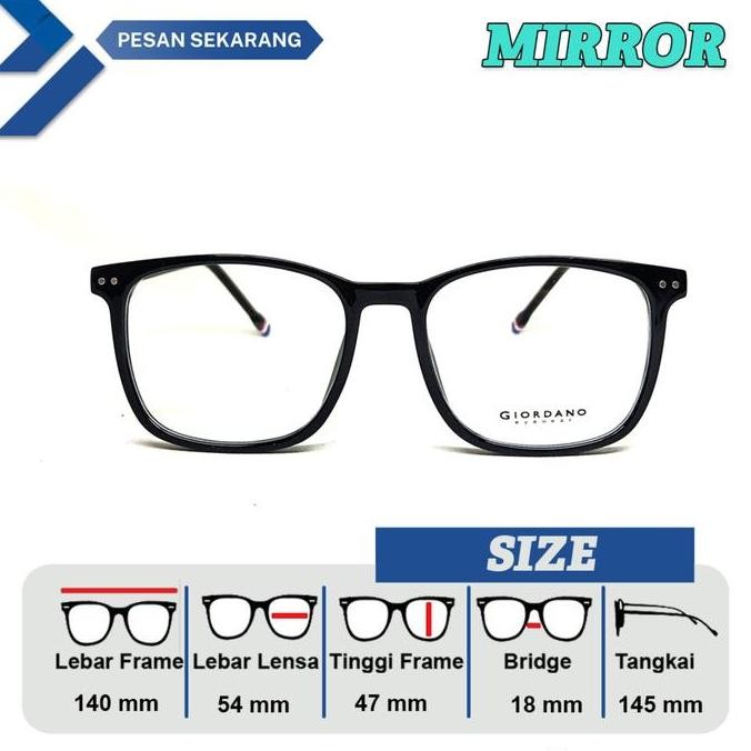 Frame Kacamata Pria / Wanita GRD 8385 Lebar Frame 140 Size 54 Bridge 18 Model Kotak Full Frame