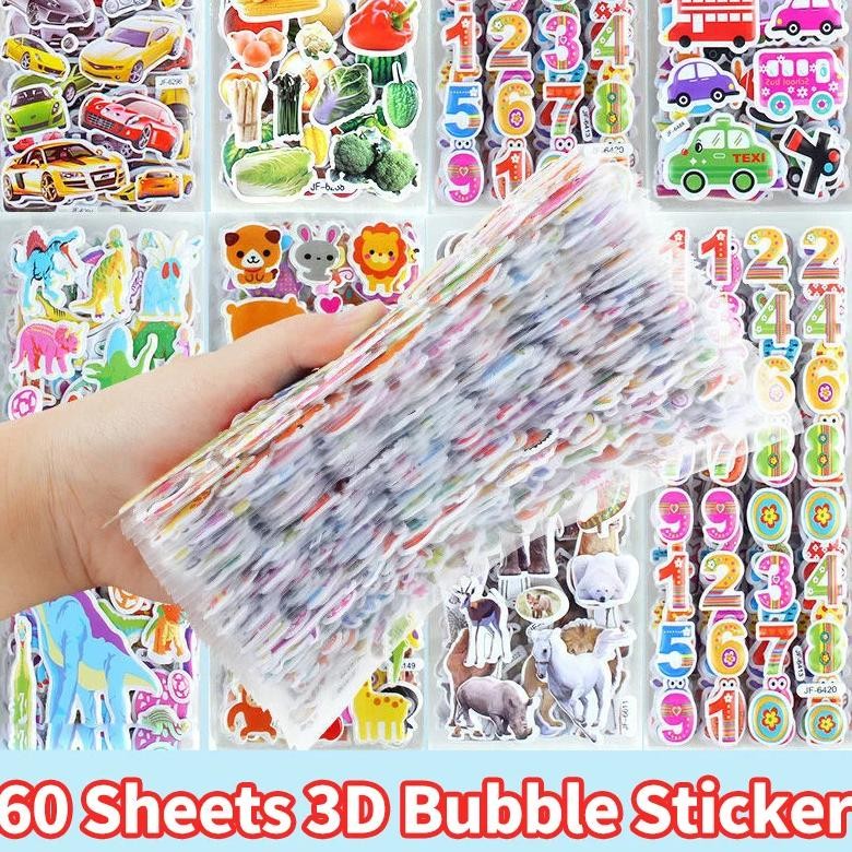 

40 60 Different Sheets 3D Stickers For Kids Puffy Children Stickers Boys Girls Teachers Reward Craft Scrapbooking Gift Toys