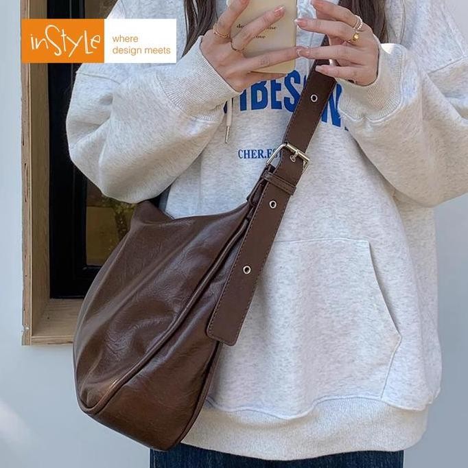 

Baru Tas Bahu Wanita Korean Style Kulit Pu Selempang Cewek Elegan T2-049