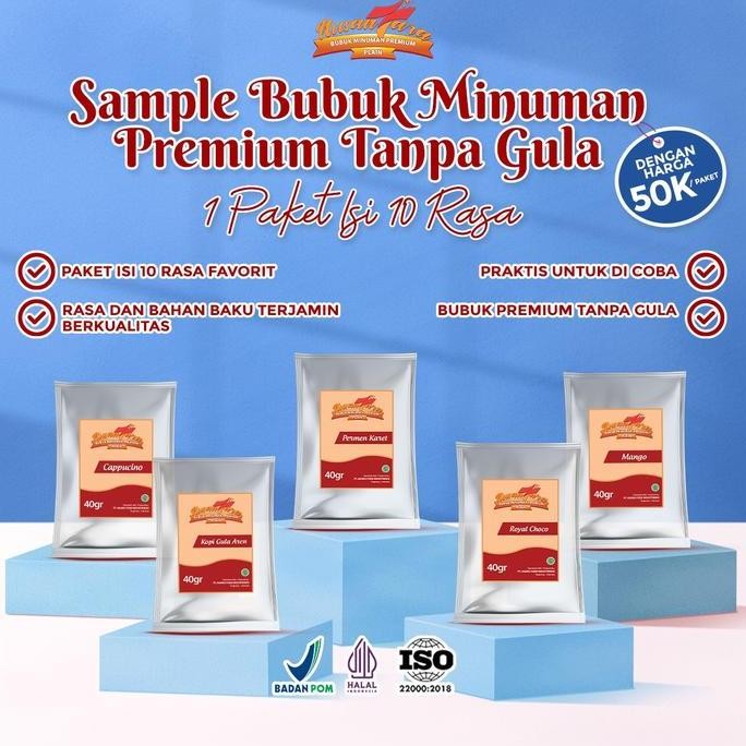 

baru tester bubuk minuman plain 40gr x 10pcs - sample powder premium omura