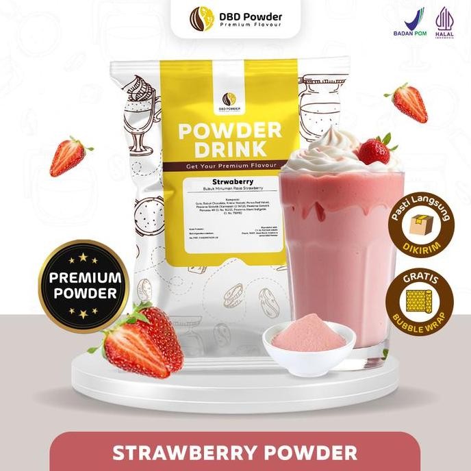 

baru bubuk minuman strawberry dbd powder 1kg - serbuk rasa stroberi kekinian