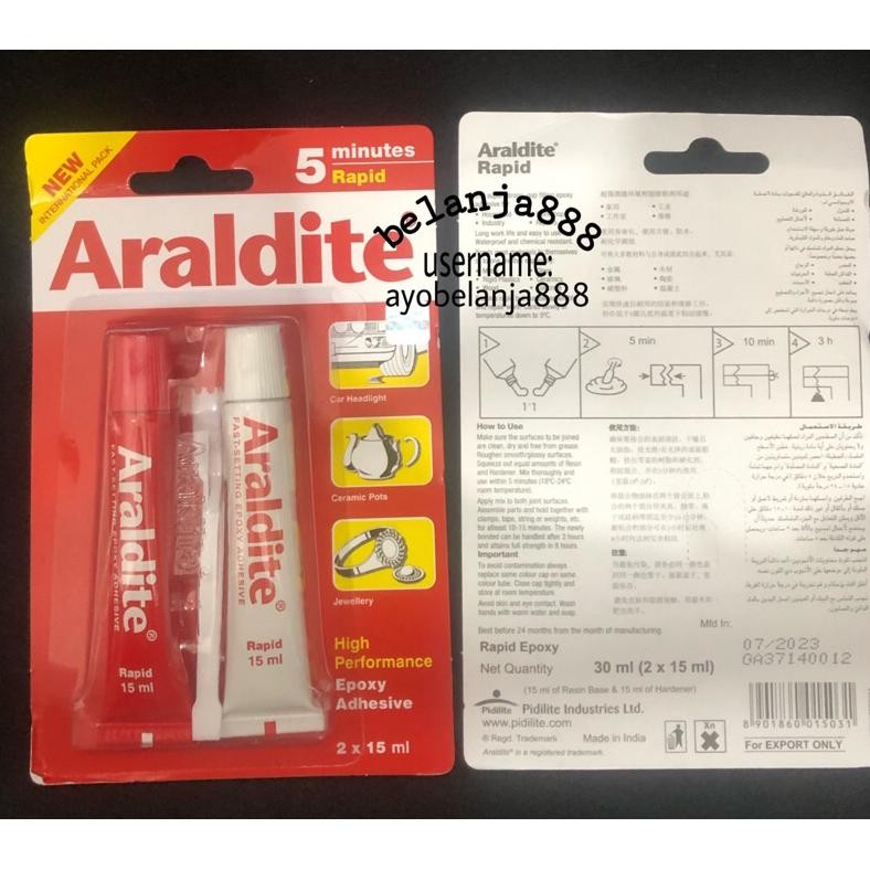 

ARALDITE merah 5 menit lem besi epoxy rapid minutes Adhesive 30ml