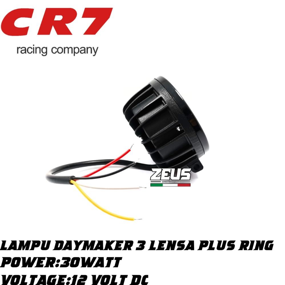 LAMPU TEMBAK DAYMAKER MINI 3LENSA BULAT PLUS RING DAYMAKER MINI UNIVERSAL MOTOR MOBIL