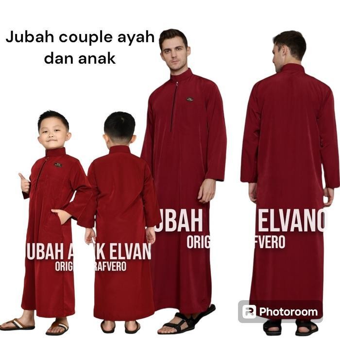 Baju Jubah Gamis Elvano Couple Ayah Dan Anak - Jubah Gamis Pria Baju Koko Gamis Anak Laki-Laki 4.5.6