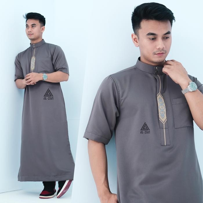 Jubah Pria Muslim Reguler Jubah Gamis Pria Lengan Pendek Bordir Busana Muslim Baju Jubah Muslim Kanc