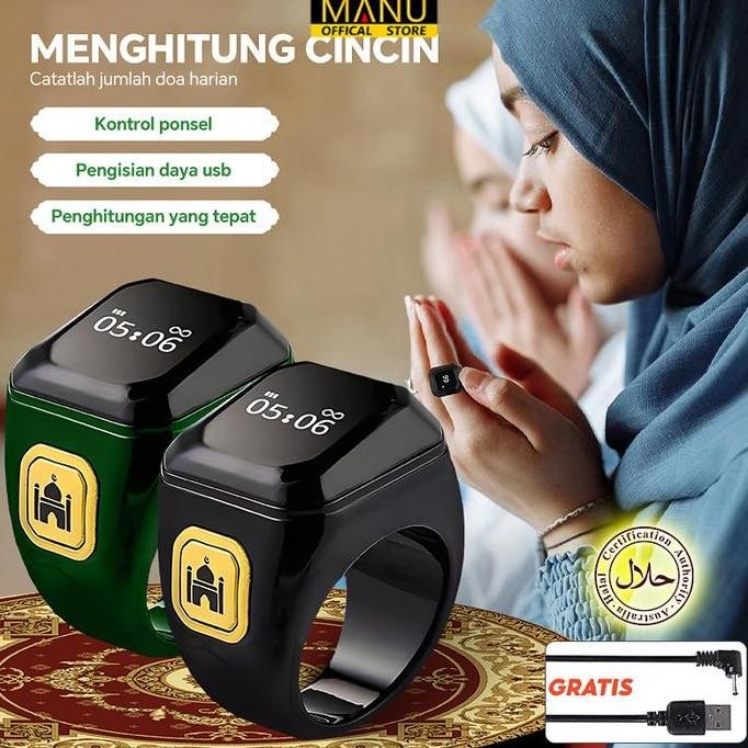 Baru CodManu Cincin Muslim Cincin Doa Cincin Allah Islam Cincin Bluetooth Pintar Cincin Penghitung K