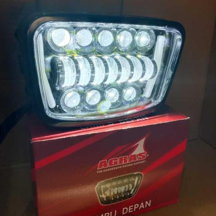 Produk Baru Lampu Headlamp RX-King Oval 16 LED Kotak AGRAS Super Terang Motor Retro