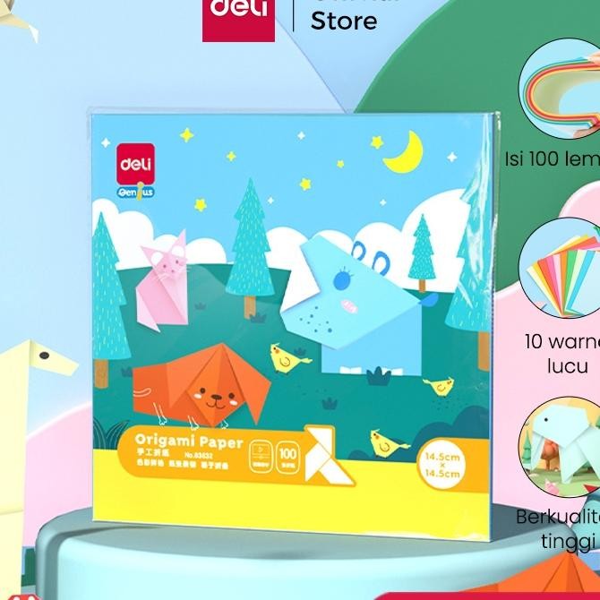 

Deli Gami R Kertas Lipat Gami 100 Pcs 10 Warna Berbagai Ukuran 8363X