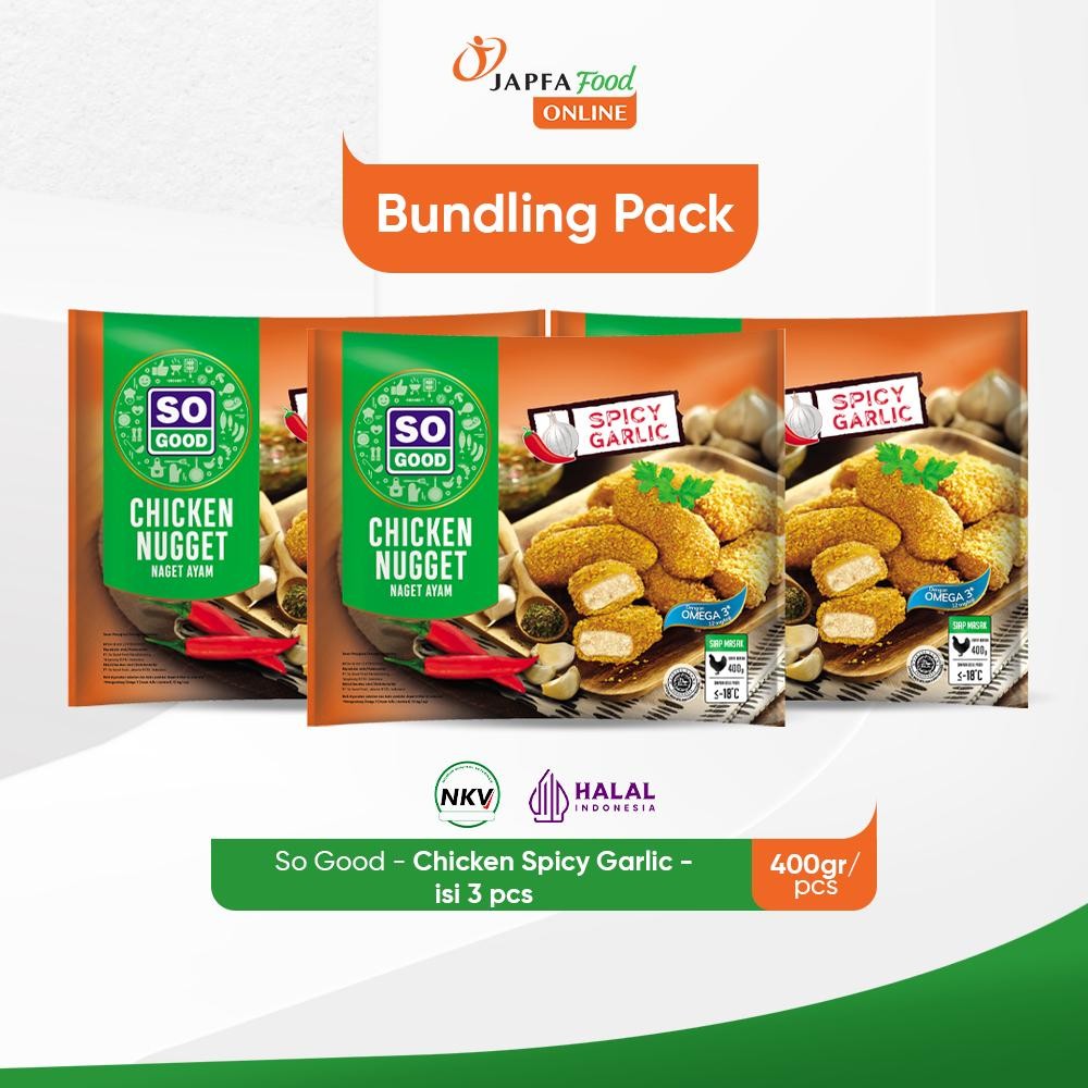 

So Good Chicken Nugget Spicy Garlic 400gr - Isi 3 pack