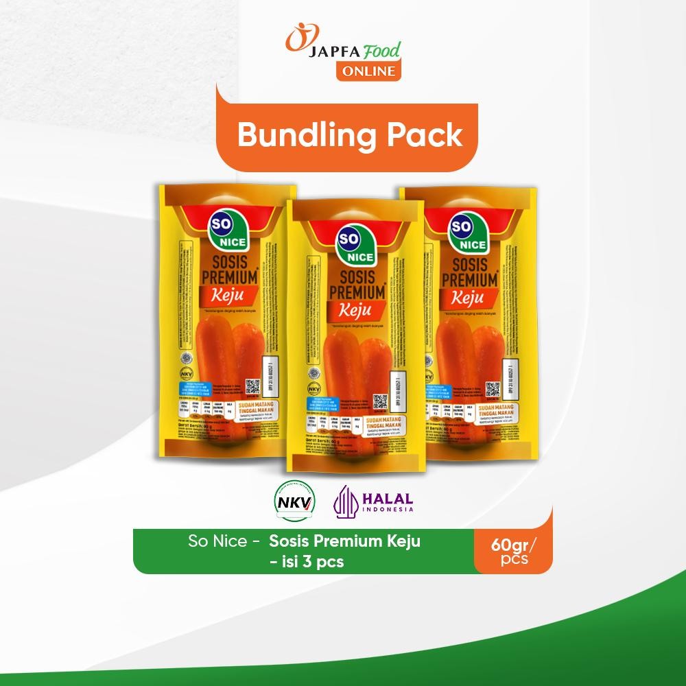 

So Nice Sosis Premium Keju 60gr - Isi 3 pcs