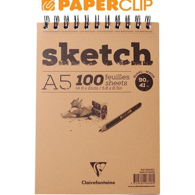 

TERBARU - SKETCHBOOK CLAIREFONTAINE WHITE A5 90G 96606C