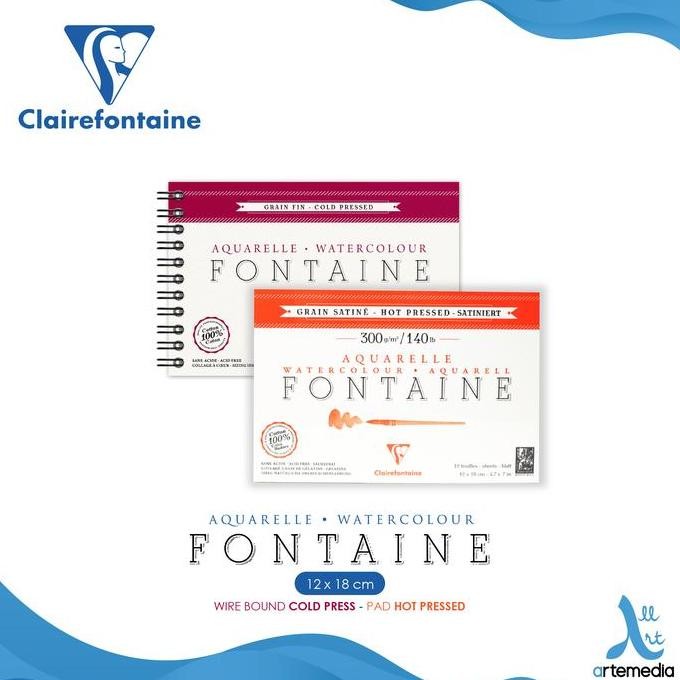 

TERMURAH - Kertas Cat Air Clairefontaine Fontaine 12x18cm Watercolor Paper