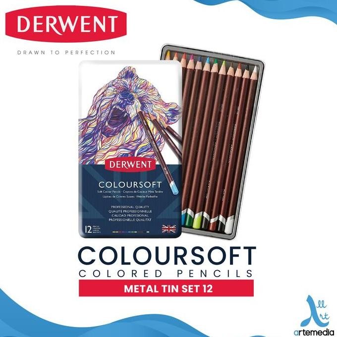 

TERMURAH - Pensil Warna Derwent 12 Tin Coloursoft Color Pencil