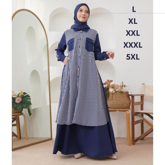 RHS Gamis Jumbo Kekinian Zoya Maxi L XL XXL XXXL 5XL LD Up To 140 + Outer