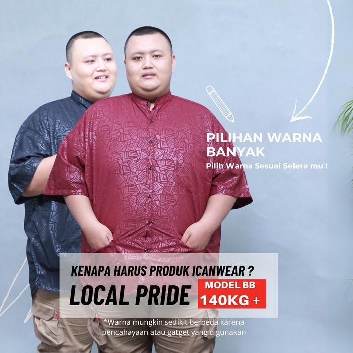 Icw Kemeja Koko Kurta Jumbo Embos Pria Big Size Katun 5Xl6Xl7Xl8Xl9Xl10Xl Ld 120 130 140 150 Baju Mu