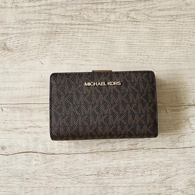 New dompet wanita mk medium bifold zip coin wallet ej