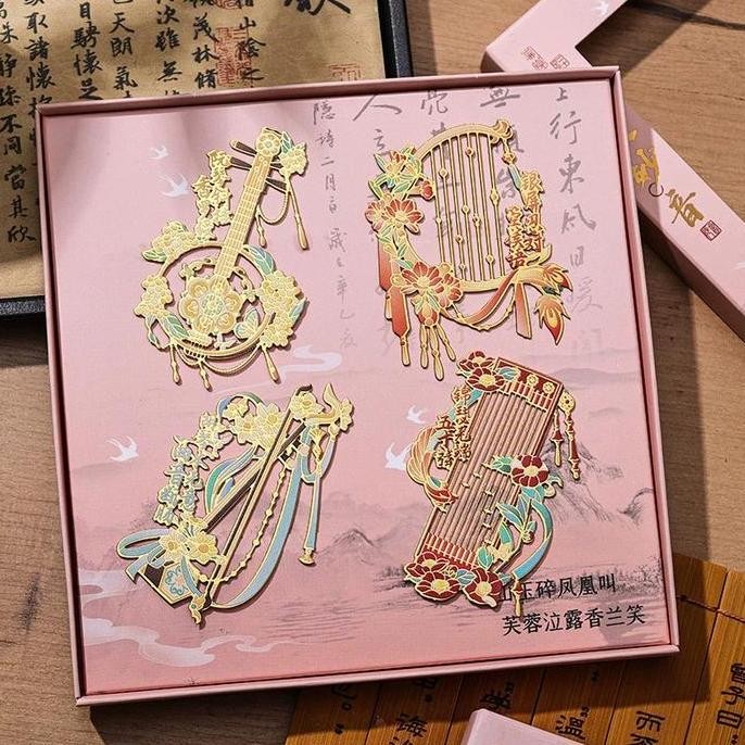 

New Pembatas Buku Bookmark Penanda Pembatas Buku Logam China Klasik musik seri bunga