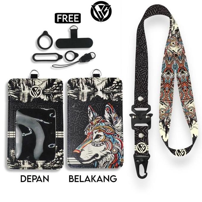

New LC.ID Lanyard Id Card Holder Leather Printing UV Tali Lanyard Holder Kulit Printing - Wolf Series V1
