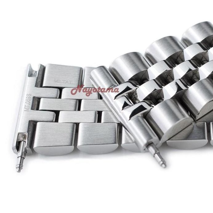 Baru 22mm Rantai MILTAT Angus Jubilee Straight End V-Clasp Solid Stainless