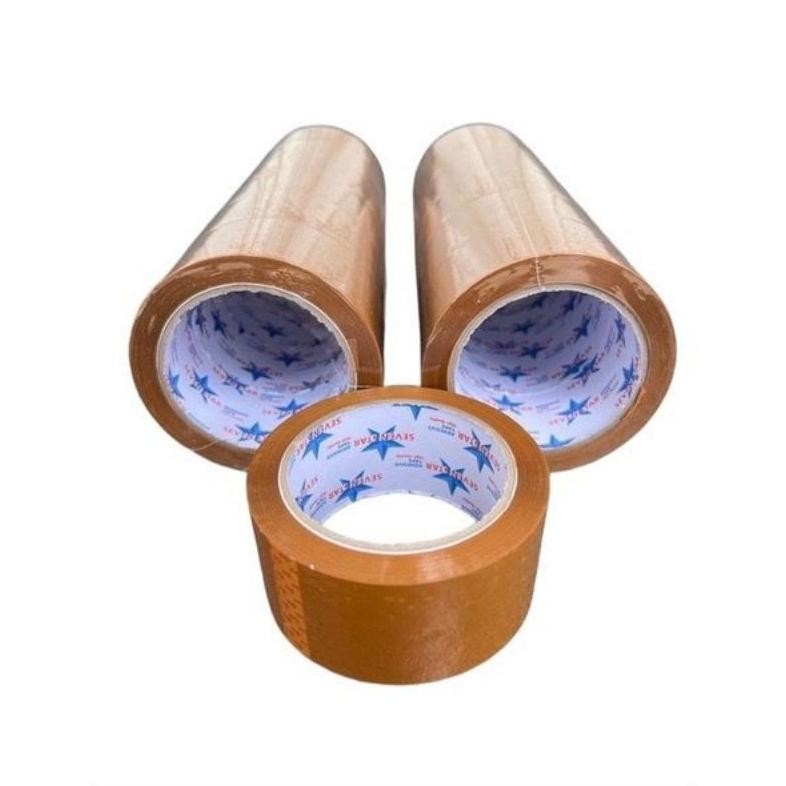 

Rd1- Lakban Packing Seven Star 2 Warna Bening / Coklat Solatip Tape Isolasi 90 Yard 2 Inch Lengket Kuat Banget