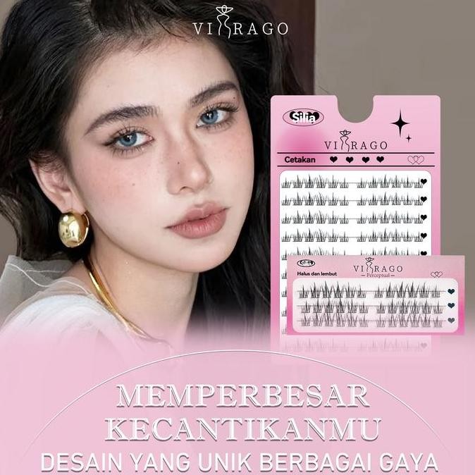 TERLARIS - VIRAGO Korean Look Bulu Mata Palsu Lem/Eyelash Ekstension Fake Lashes/Riasan Mata Bulu Ma