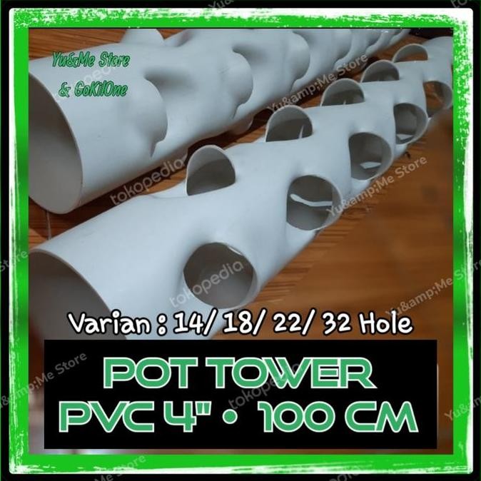 Terbaru Rusun Hidroponik 4" Vertikal Pot Taman Tower Paralon 40 Lubang