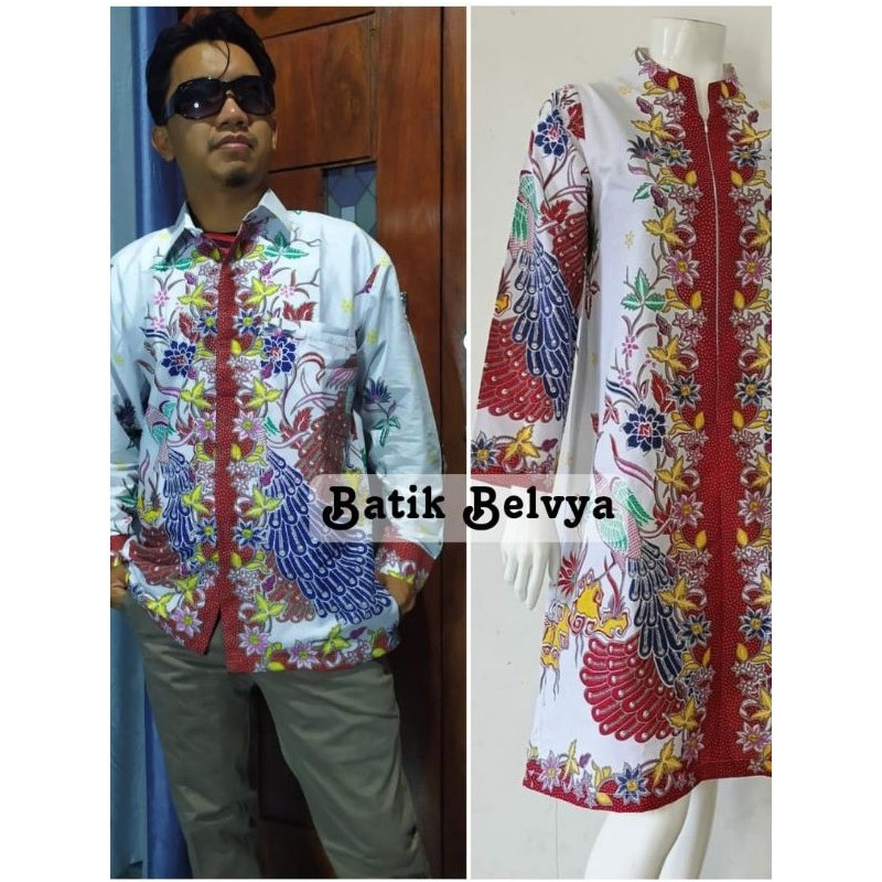 Set Couple Batik motif matahari / Batik sragen / batik solo / dress batik / tunik batik / kemeja bat