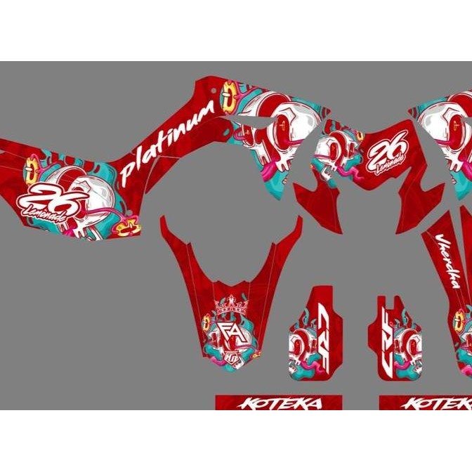 Decal sticker CRF 150l - decal sticker crf 150l motif merah list tosca kombinasi putih