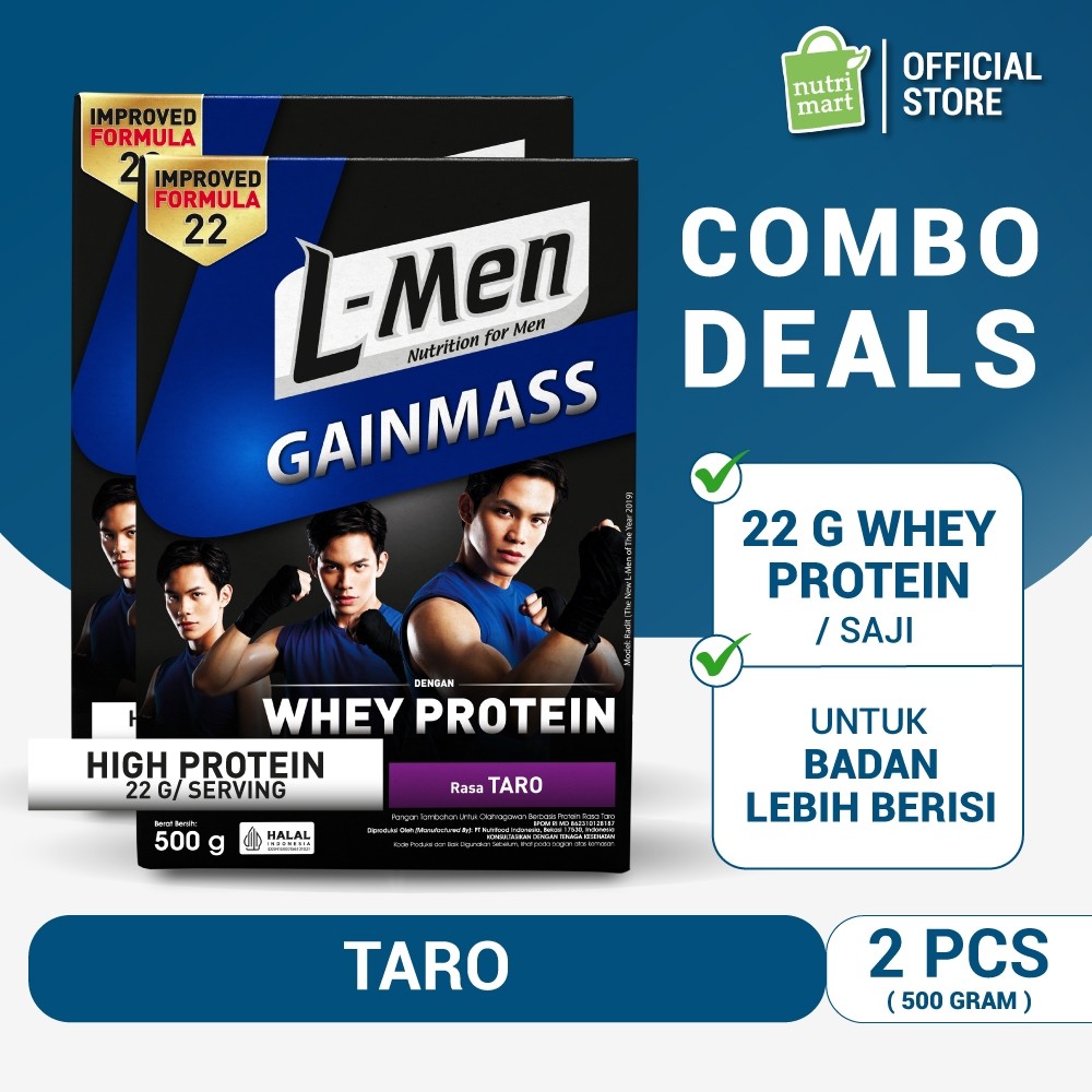 Twin Pack - L-Men Gain Mass Taro 500 gram - Suplemen Penambah Massa Otot Tinggi Whey Protein