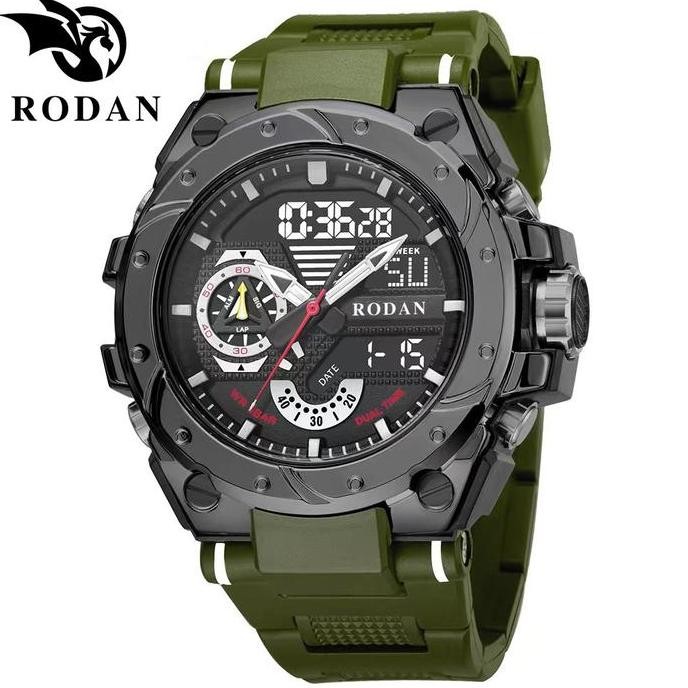 Rodan 8060 Sport Watch Water Resistant 5Atm Free Box Jam Kaca Pria Pria Stainless Stainless