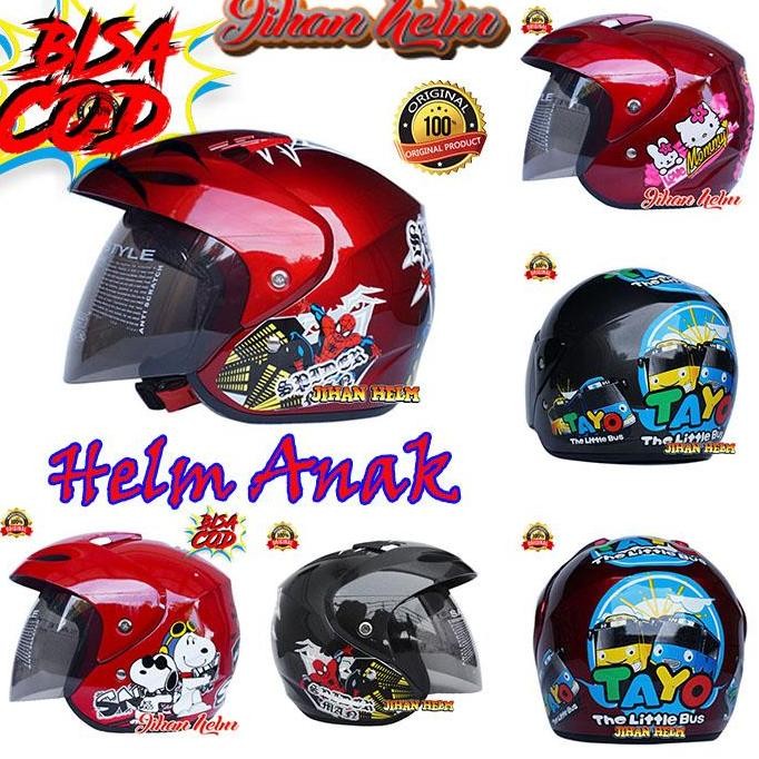 TERMURAH - helm anak / helm jm / helm jm junior red maroon spiderman