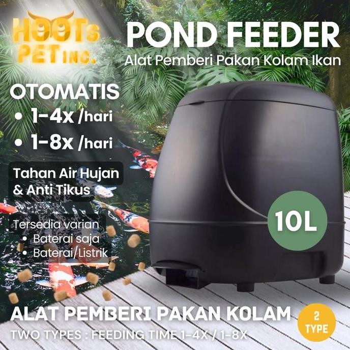 Automatic Pond Feeder Kolam Ikan 10L Auto Fish Food Timer Pemberi Makan Pakan Autofeeder Koi Otomati
