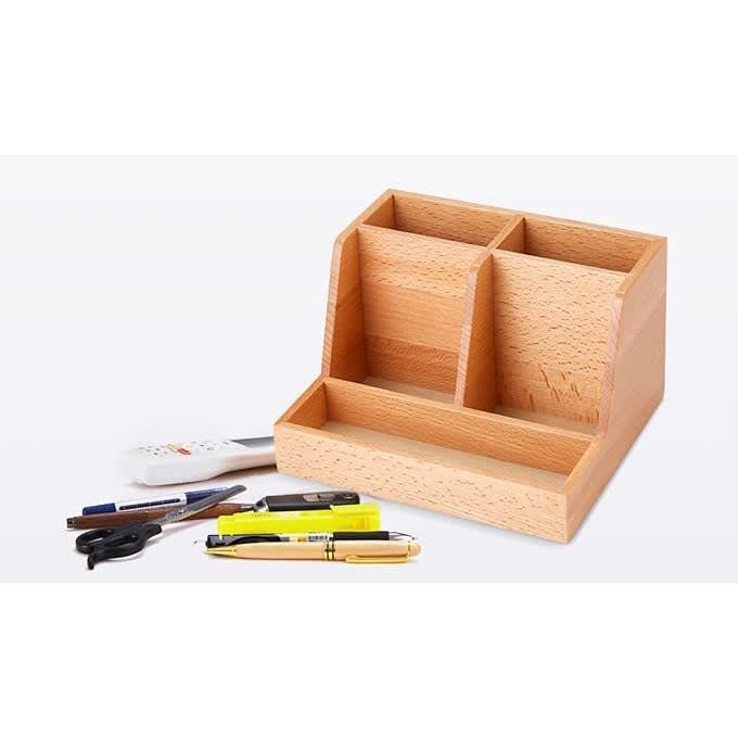 WSS Wooden Desk Organizer DIY Rak Meja Kayu Tempat Alat Tulis Multifungsi Penyimpanan Kantor box fil