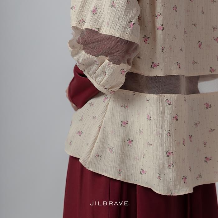 EF JILBRAVE Keira Dress Gamis Lebaran Wanita Feminine Set Outer Crinkle Kombinasi Tulle