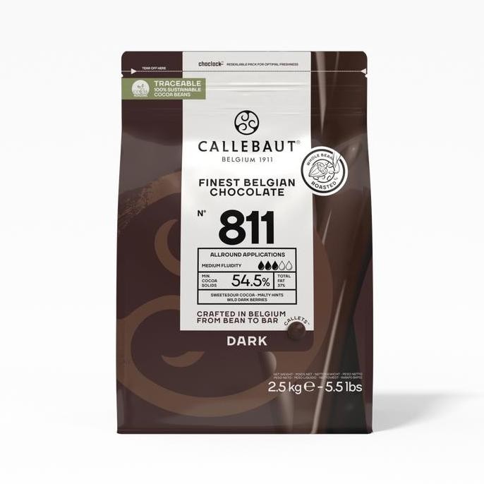 

Callebaut Dark 811NV 54,5% 2,5kg Pack ASLI Cokelat 811 NV Chocolate Couverture Cokelat Baking Coklat Coin
