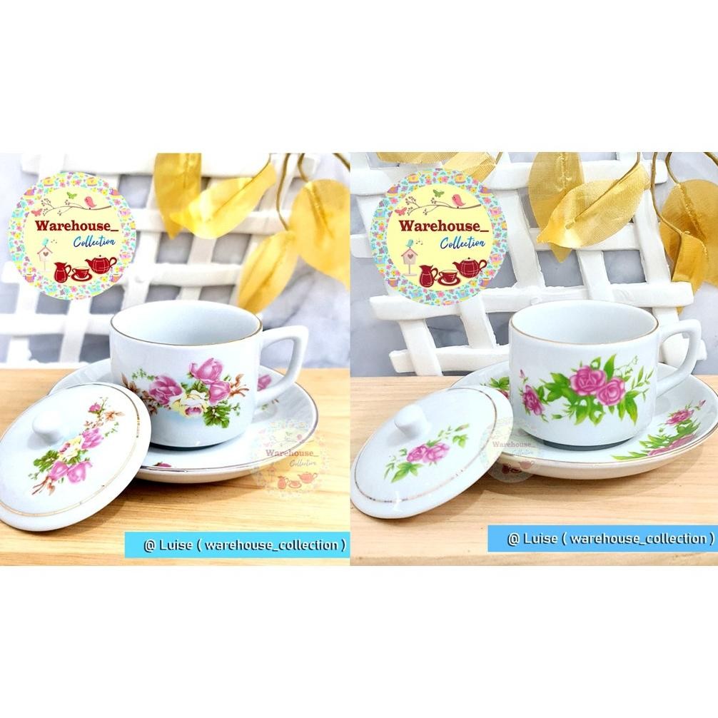 Terlaris Cangkir Jadul Keramik + Tutup/Cangkir Kopi Antik/Cangkir Classic Vintage