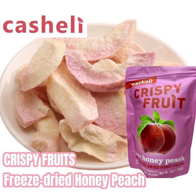 

casheli Peach Keripik Freeze-dried Peach Grade A Snack Cemilan Kering Crispy Food Fruit Chips snacks