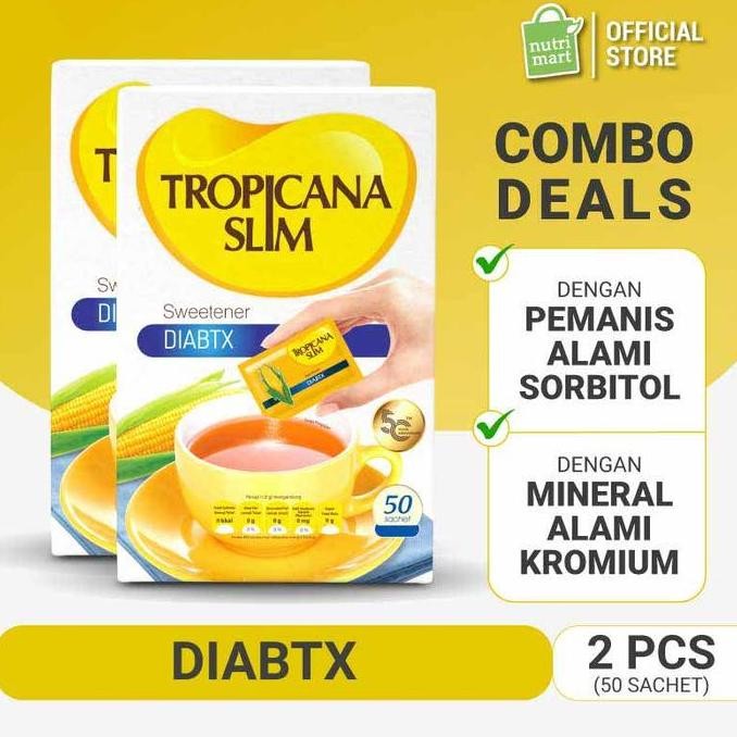 

terbaru twin pack tropicana slim diabtx 50 sachet - gula diet & diabetes friendly