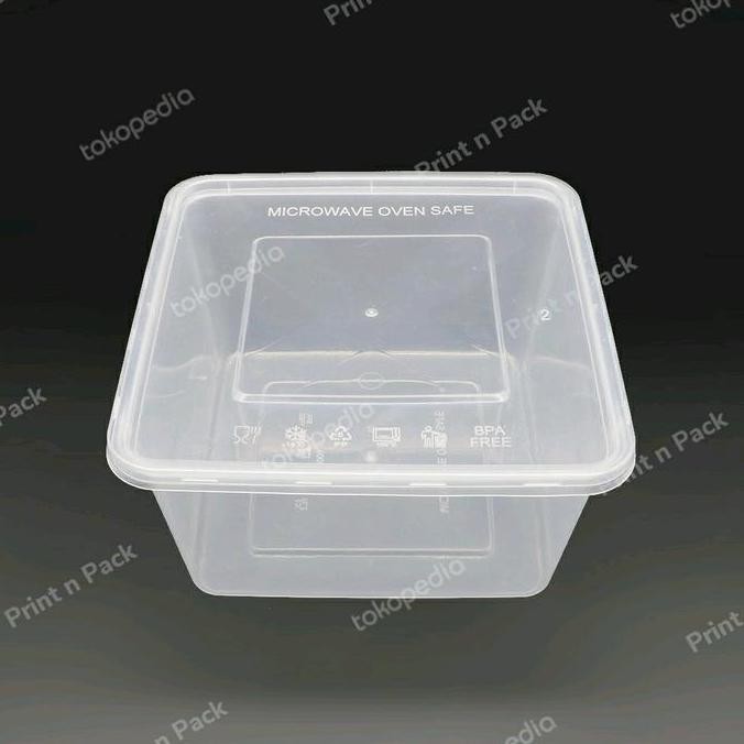 

[25 pcs] Termurah! Thinwall square 3000 ml / kotak makan palstik anti tumpah TT