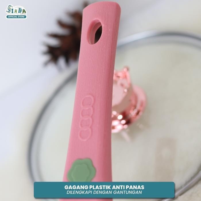 Sinda (Cod) Panci Sakura Mpasi Set 2Pcs Alumunium Coating Granite Marbel - Peralatan Panci Bayi Warn