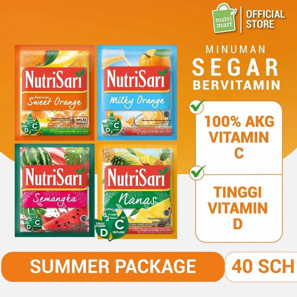 

Siap Kirim Nutrisari Summer Package 4 Rasa 40 Sachet - Minuman Vitamin C & D Segar Harian